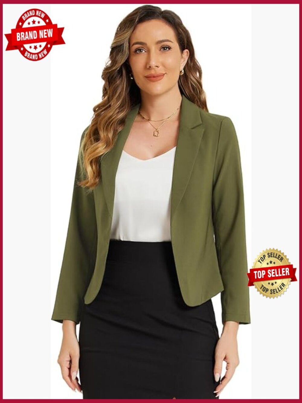 Dressy Casual Open Front Crop Blazer Womens Office Work Lightweight Suit Jacket